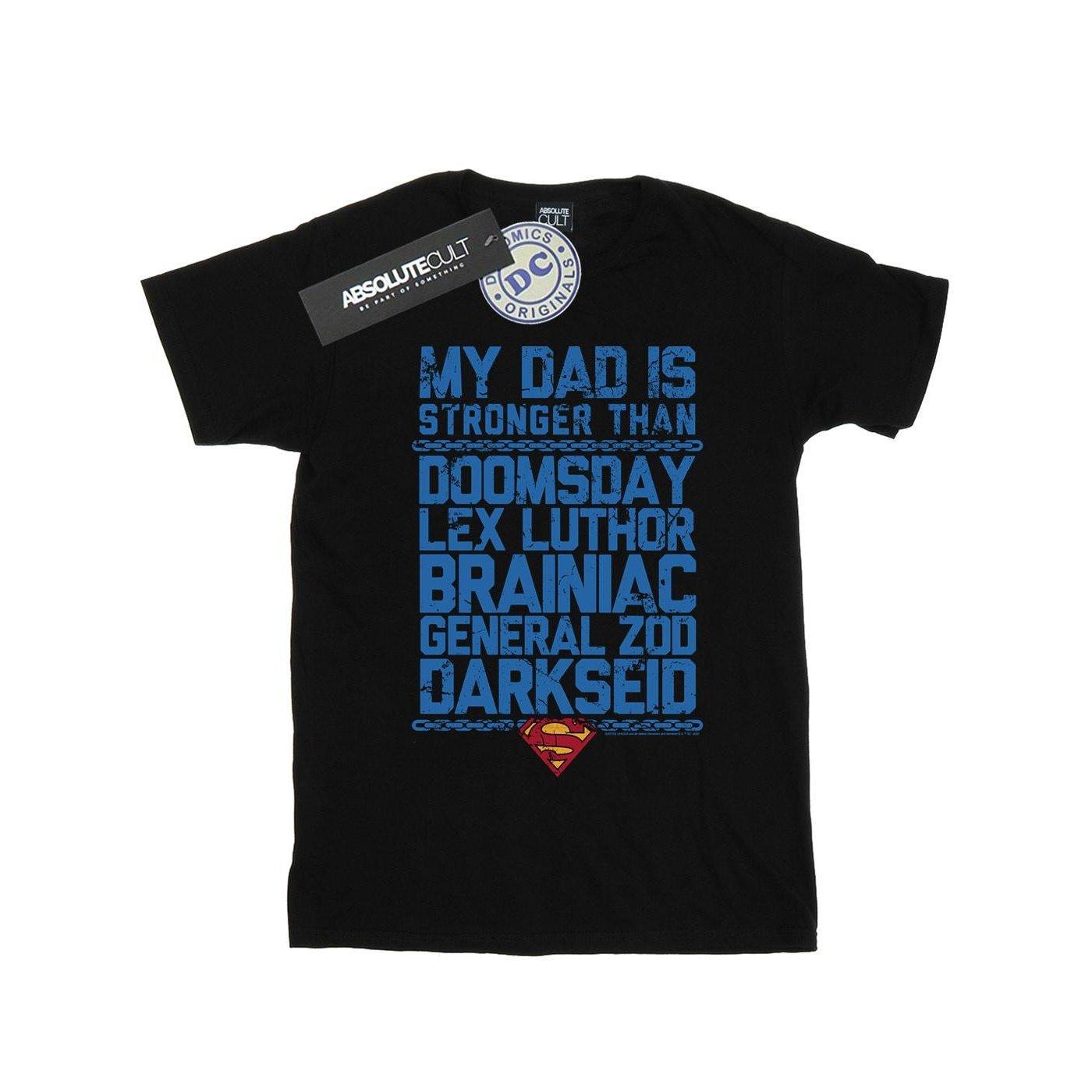 Superman My Dad Is Stronger Than Tshirt Mädchen Schwarz 116 von DC COMICS