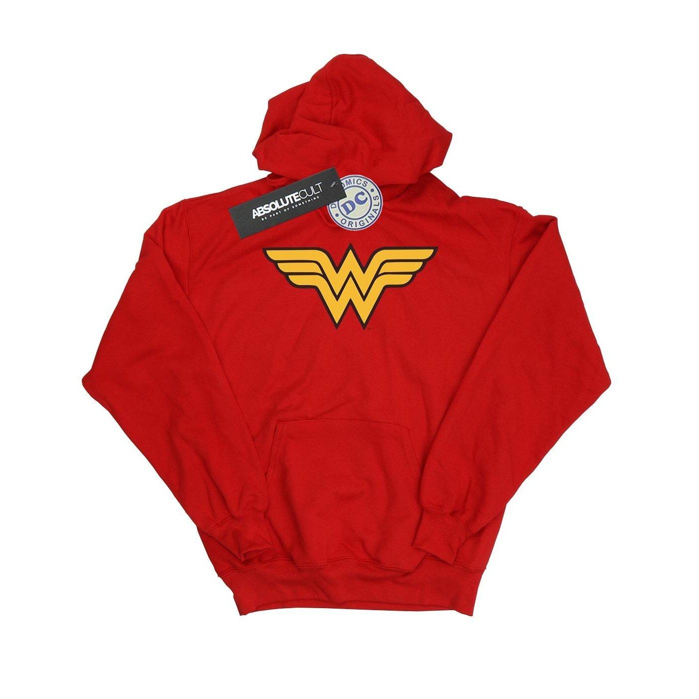 Wonder Woman Logo Kapuzenpullover Jungen Rot Bunt 128 von DC COMICS