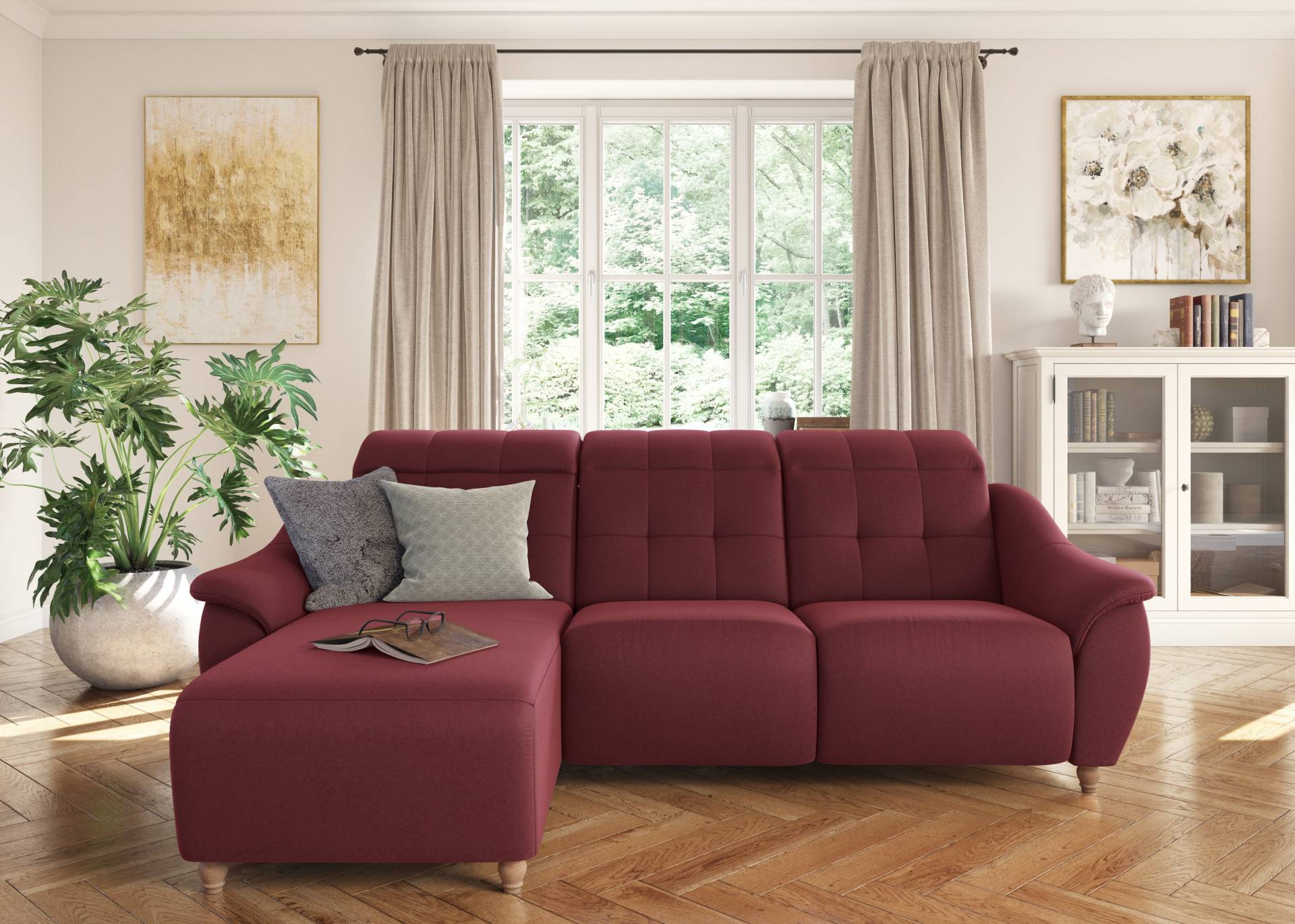 Home affaire Ecksofa »Boston L-Form«, (2 St.), Kopfteilverstellung an jeder Sitzfläche, wahlweise Relaxfunktion von home affaire
