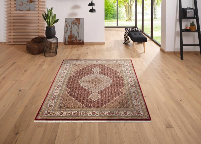 my home Orientteppich »Irrfan«, rechteckig, 12 mm Höhe, handgeknüpft, Material: 80% Wolle, 20% Seide, mit Fransen von My Home