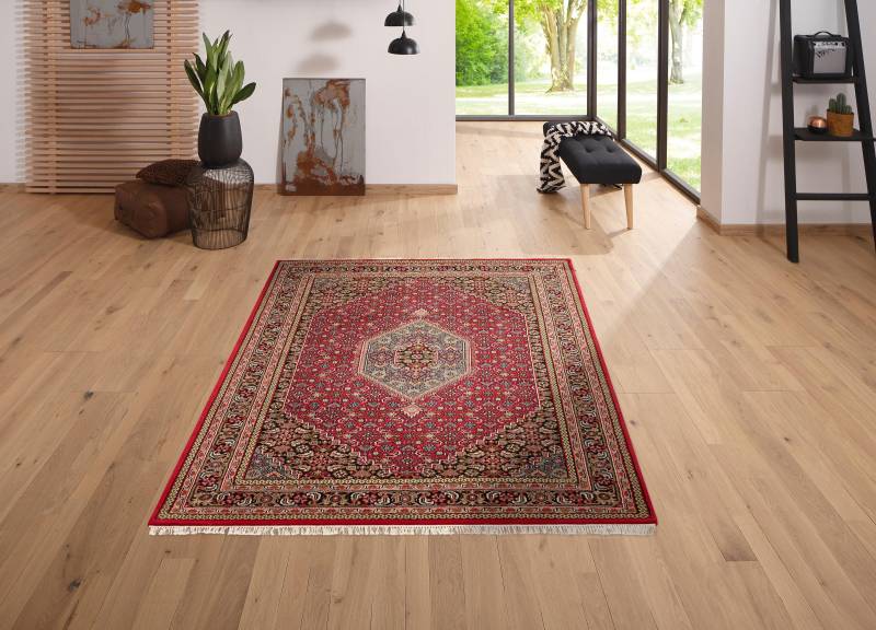 my home Orientteppich »Fares«, rechteckig, 12 mm Höhe, handgeknüpft, reine Wolle, mit Fransen, Wohnzimmer von My Home