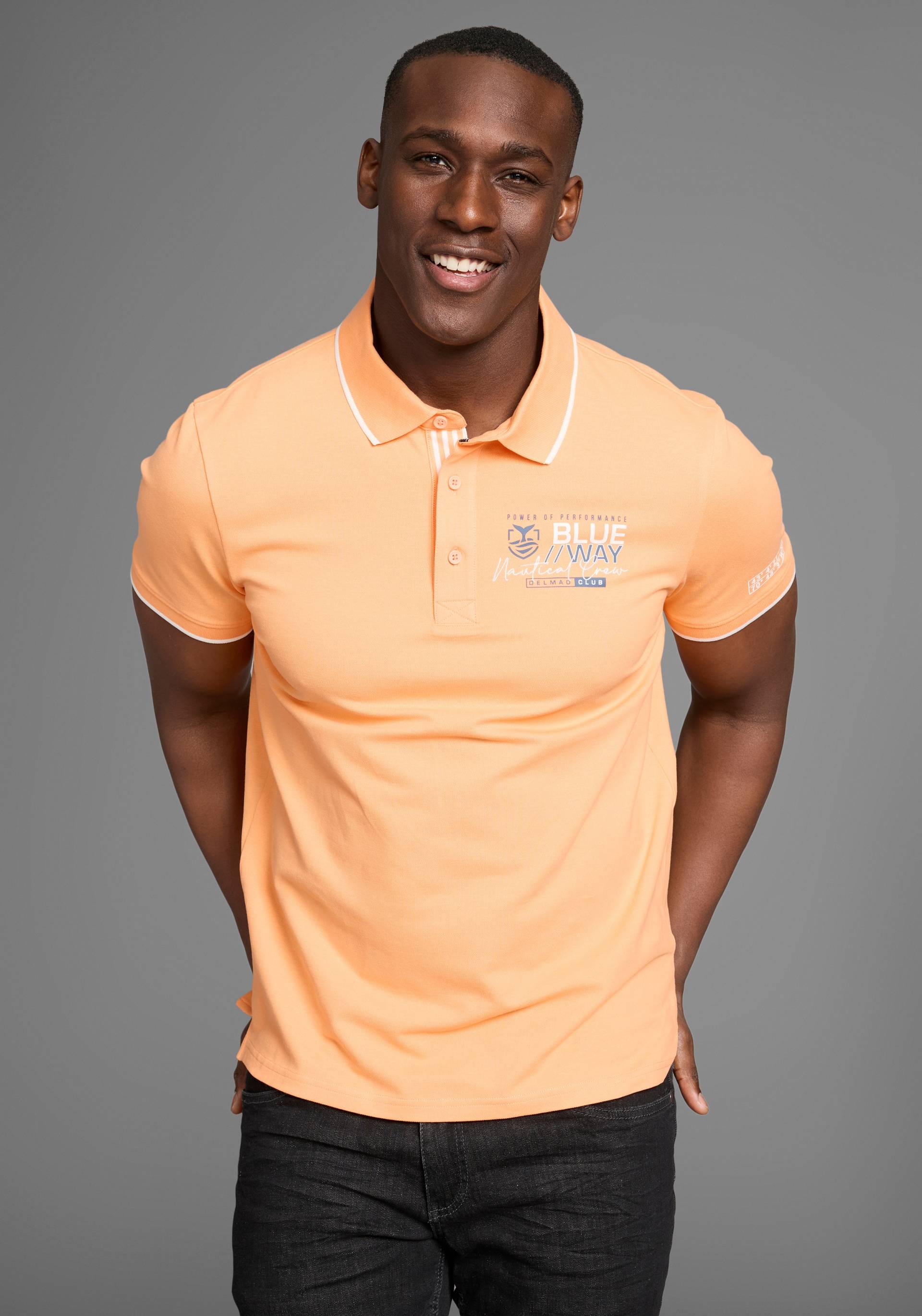 DELMAO Poloshirt, mit sportlichen Kontraststreifen & gestreifter Knopfleistenblende DELMAO Poloshirt, mit sportlichen Kontraststreifen & gestreifter Knopfleistenblende von DELMAO
