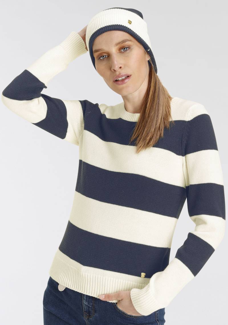DELMAO Rundhalspullover, (Set, 2 tlg., Pullover + Mütze), mit passender Mütze von DELMAO