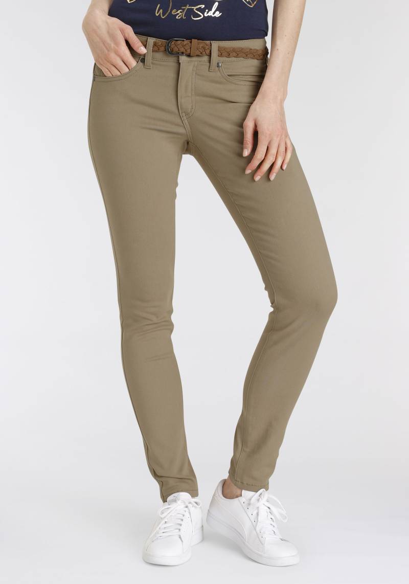 DELMAO Slim-fit-Jeans, (Set, 2 tlg., mit Gürtel), mit modischem Flechtgürtel von DELMAO
