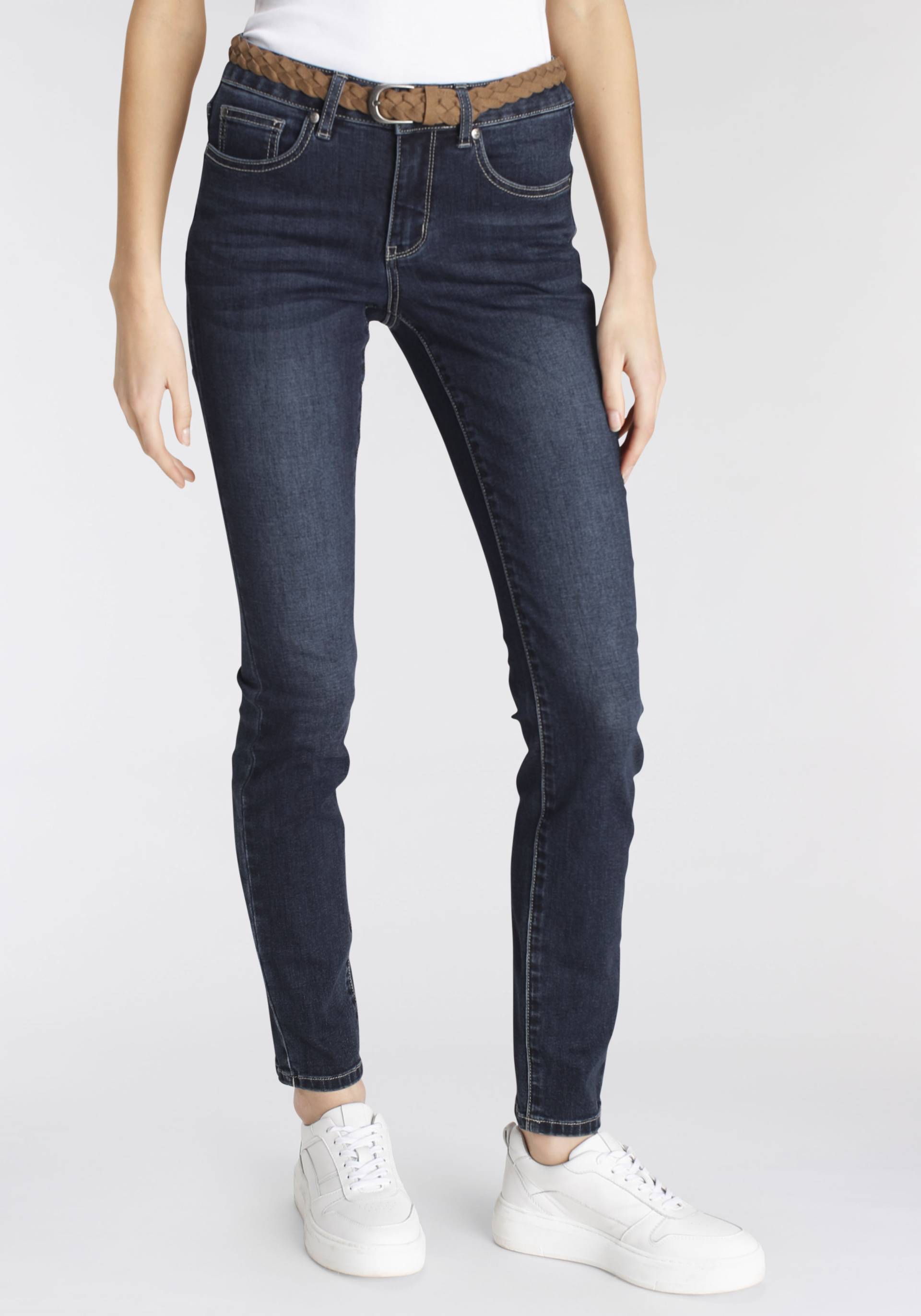 DELMAO Slim-fit-Jeans, (Set, 2 tlg., mit Gürtel) von DELMAO