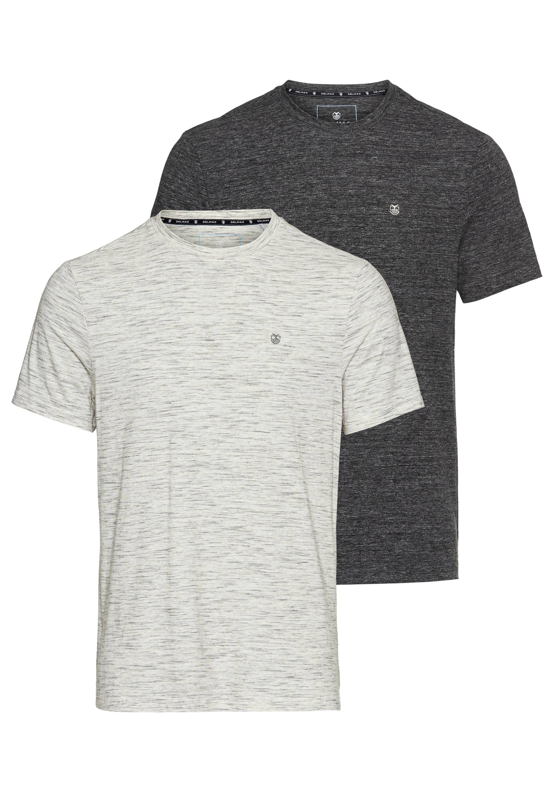 DELMAO T-Shirt, (Packung, 2-er Pack), in hochwertiger Melange-Optik mit dezenter Logo-Stickerei von DELMAO