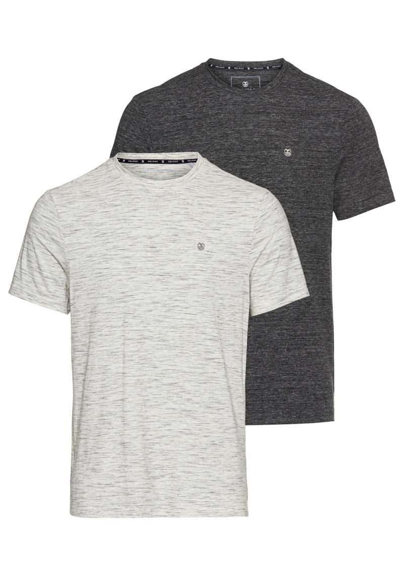 DELMAO T-Shirt, (Packung, 2-er Pack), in hochwertiger Melange-Optik mit dezenter Logo-Stickerei von DELMAO