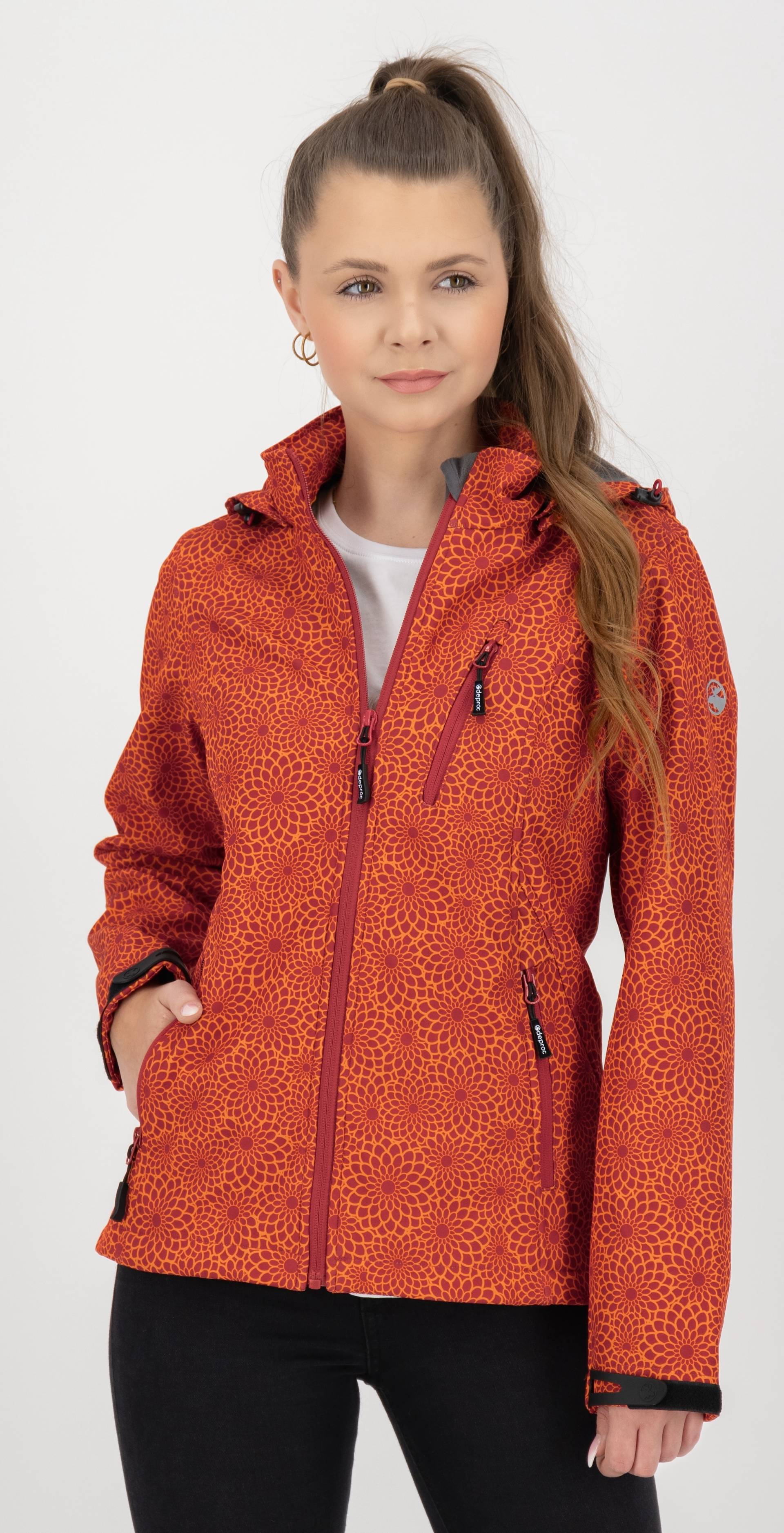 DEPROC Active Softshelljacke »SHELBY PEAK DC«, leichte Softshelljacke mit All-Over-Print und abnehmbarer Kapuze von DEPROC Active