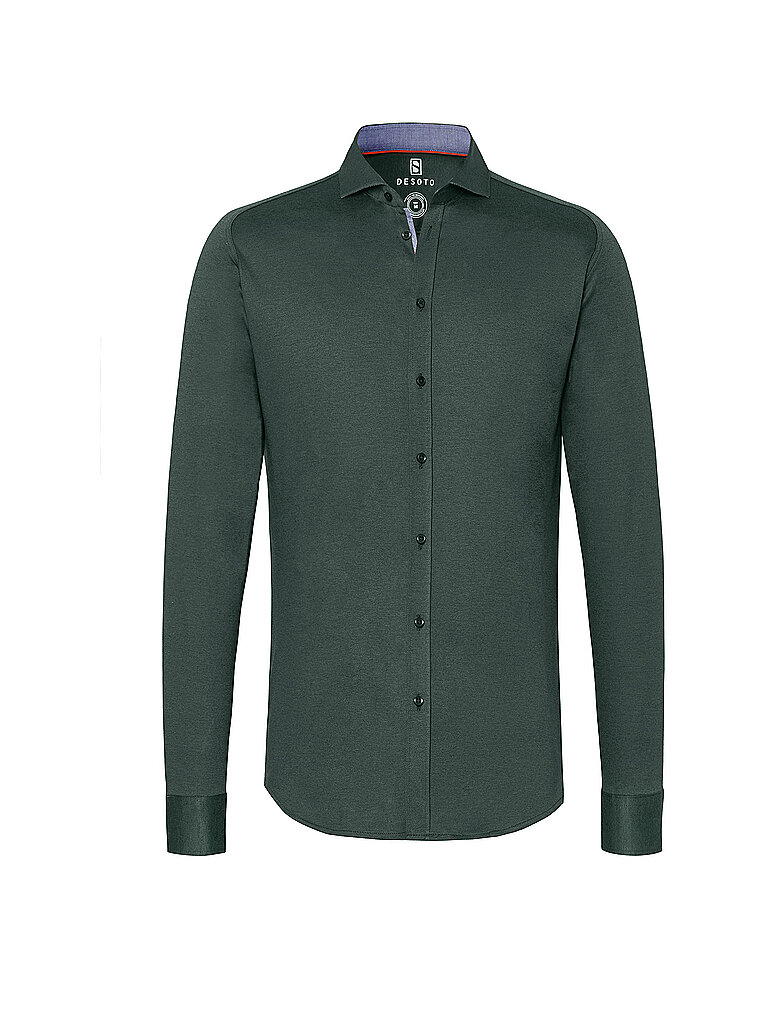 DESOTO Jerseyhemd Slim Fit olive | XL von DESOTO