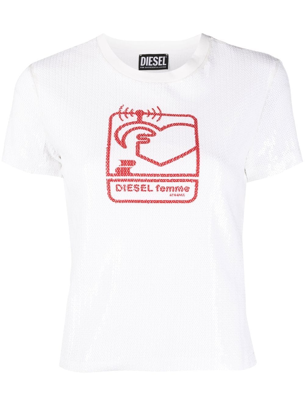 Diesel sequin-embellished logo-print T-shirt - White von Diesel