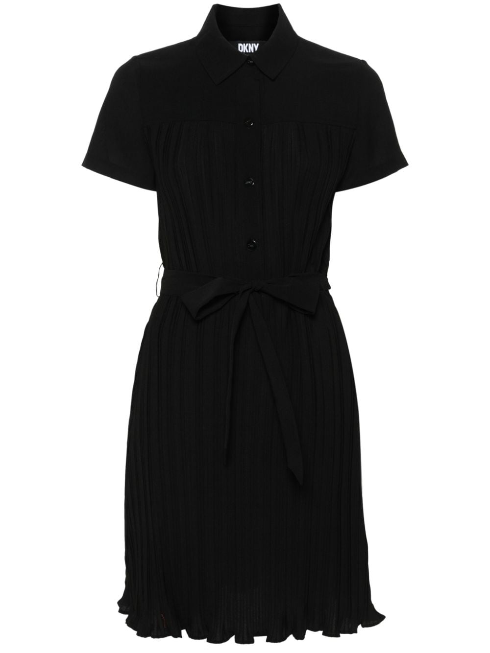 DKNY belted plissé mini dress - Black von DKNY