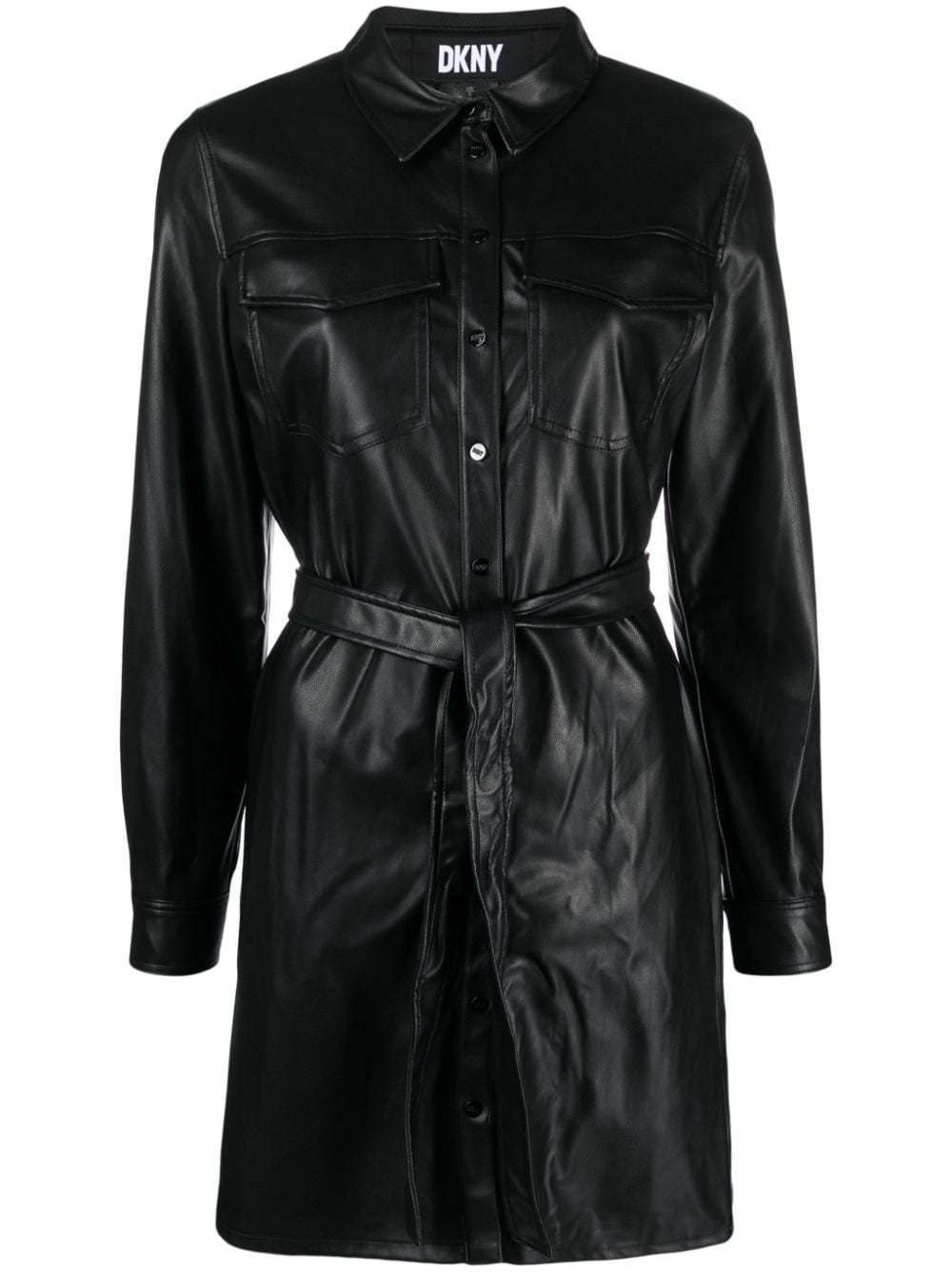 DKNY long-sleeve button-up minidress - Black von DKNY