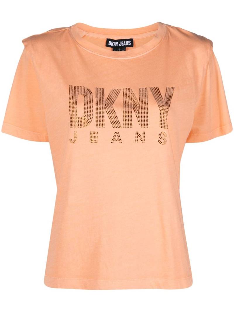 DKNY rhinestone-logo T-shirt - Orange von DKNY