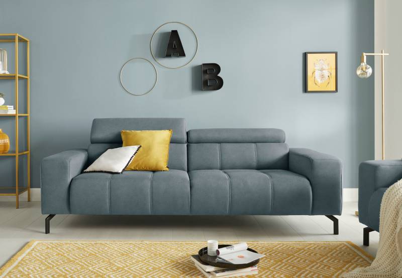 DOMO collection 2,5-Sitzer »Cunelli zeitlos und elegant, moderne Sitznähte als Designelement,«, wahlweise mit 6-fach verstellbaren Kopfteilen, fester Sitzkomfort von DOMO collection