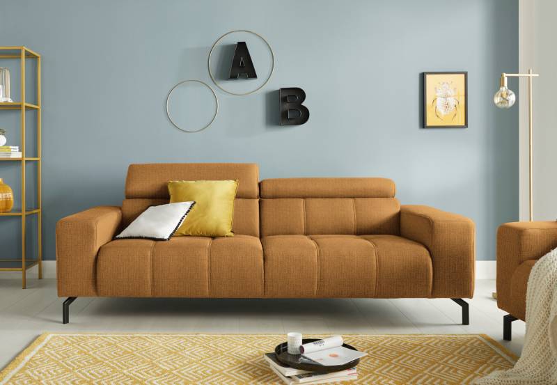 DOMO collection 2,5-Sitzer »Cunelli zeitlos und elegant, moderne Sitznähte als Designelement,«, wahlweise mit 6-fach verstellbaren Kopfteilen, fester Sitzkomfort von DOMO collection
