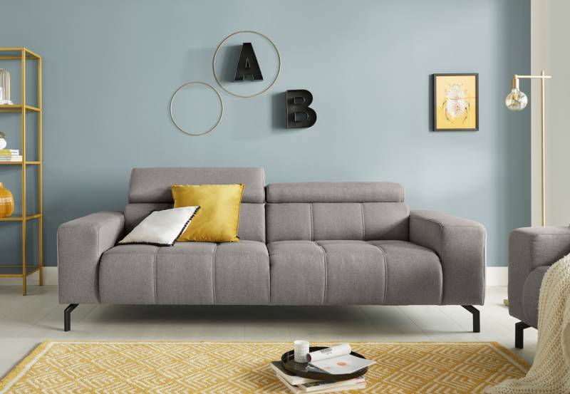 DOMO collection 2,5-Sitzer »Cunelli zeitlos und elegant, moderne Sitznähte als Designelement,«, wahlweise mit 6-fach verstellbaren Kopfteilen, fester Sitzkomfort von DOMO collection