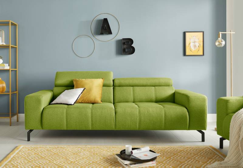 DOMO collection 2,5-Sitzer »Cunelli zeitlos und elegant, moderne Sitznähte als Designelement,«, wahlweise mit 6-fach verstellbaren Kopfteilen, fester Sitzkomfort von DOMO collection