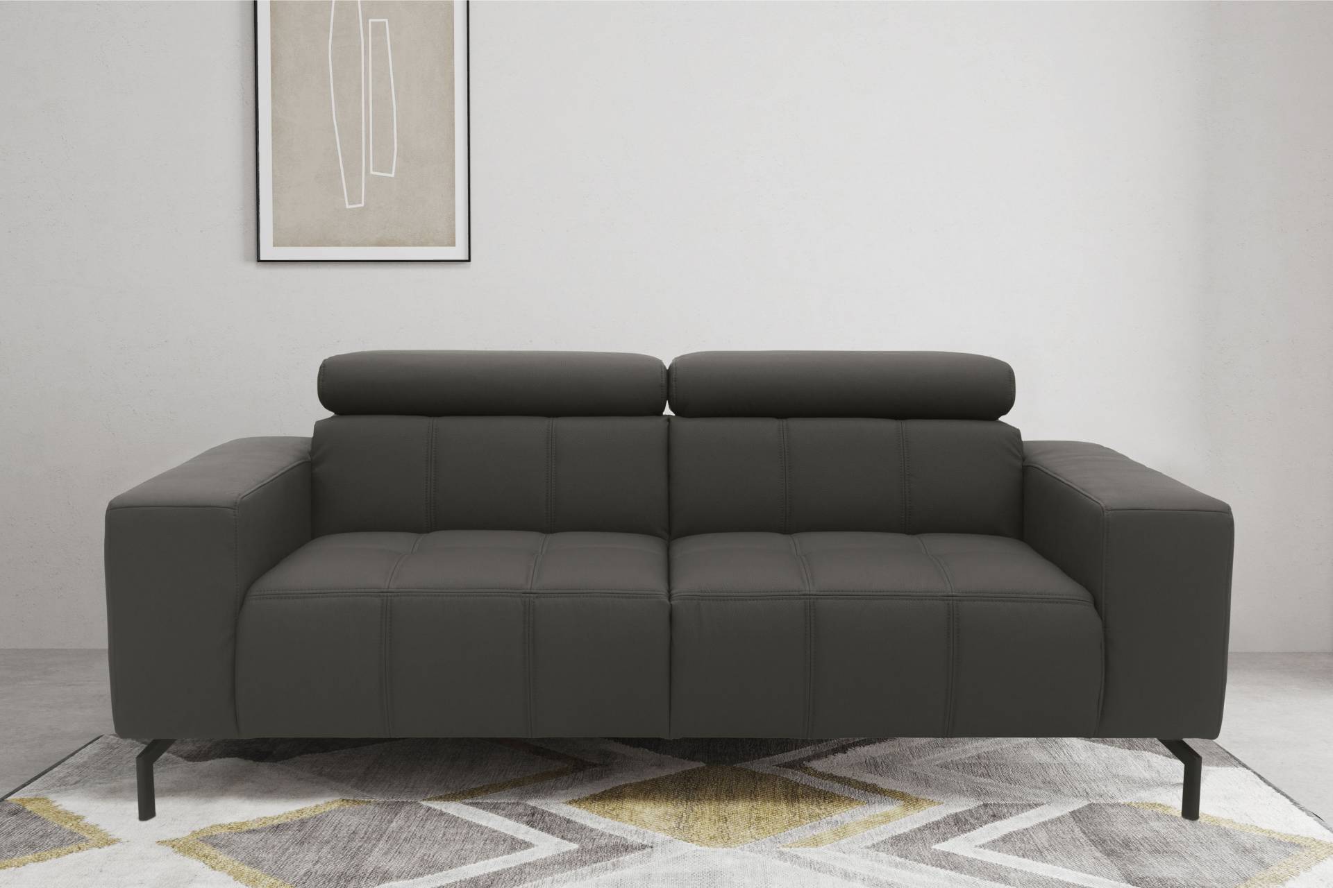 DOMO collection 2-Sitzer »Cunelli zeitlos und elegant, moderne Sitznähte als Designelement,«, wahlweise mit 6-fach verstellbaren Kopfteilen, fester Sitzkomfort von DOMO collection