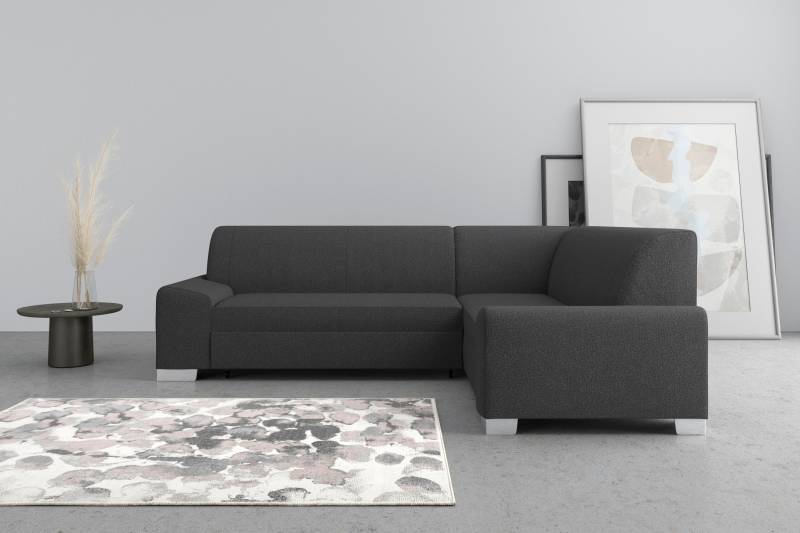 DOMO collection Ecksofa »Anzio in kubischer Formensprache, flache Armlehnen, L-Form«, Wahlweise mit Bettfunktion und Federkern für hohen Sitzkomfort von DOMO collection