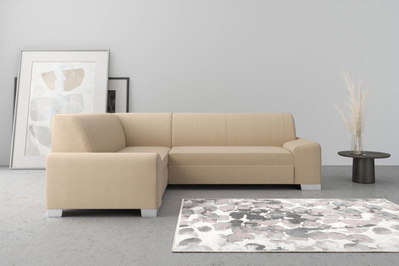 DOMO collection Ecksofa »Anzio in kubischer Formensprache, flache Armlehnen, L-Form«, Wahlweise mit Bettfunktion und Federkern für hohen Sitzkomfort von DOMO collection