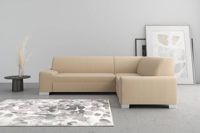 DOMO collection Ecksofa »Anzio in kubischer Formensprache, flache Armlehnen, L-Form«, Wahlweise mit Bettfunktion und Federkern für hohen Sitzkomfort von DOMO collection