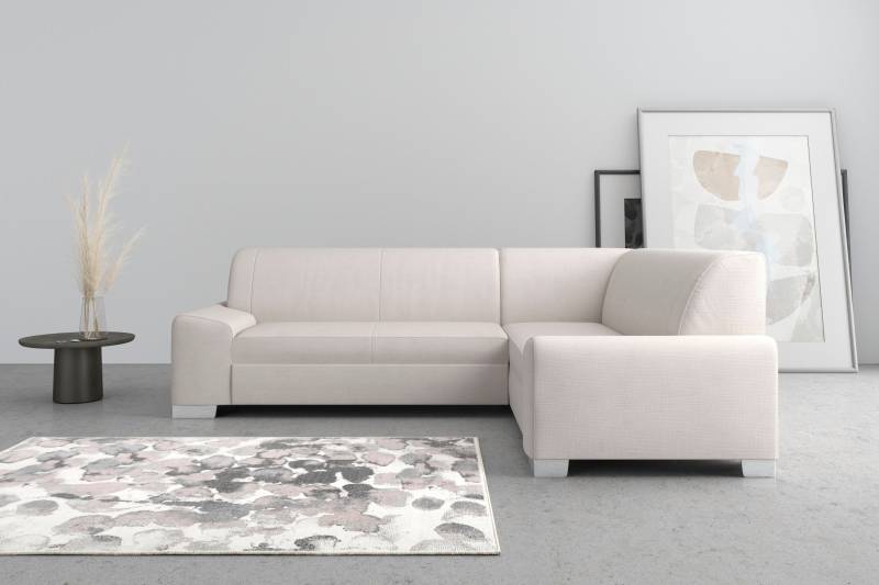 DOMO collection Ecksofa »Anzio in kubischer Formensprache, flache Armlehnen, L-Form«, Wahlweise mit Bettfunktion und Federkern für hohen Sitzkomfort von DOMO collection