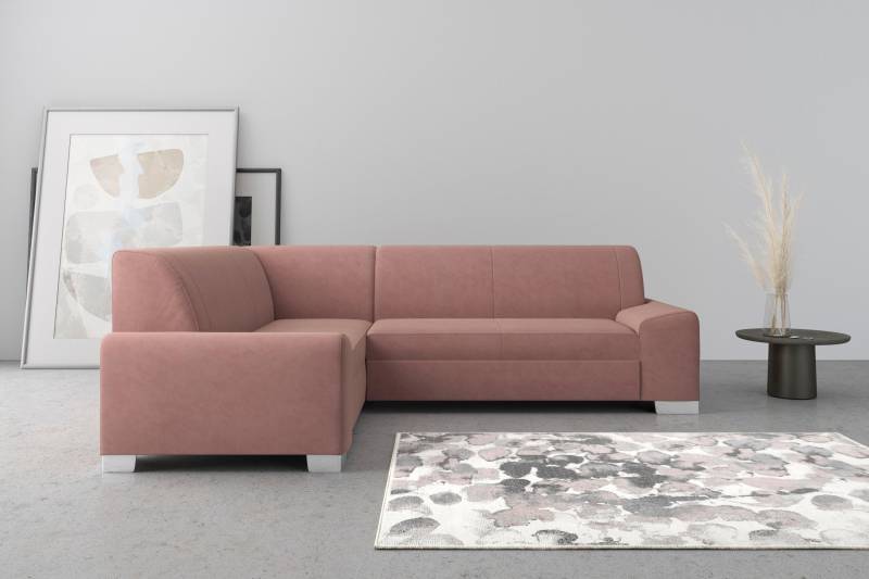 DOMO collection Ecksofa »Anzio in kubischer Formensprache, flache Armlehnen, L-Form«, Wahlweise mit Bettfunktion und Federkern für hohen Sitzkomfort von DOMO collection