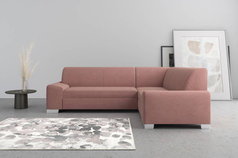 DOMO collection Ecksofa »Anzio in kubischer Formensprache, flache Armlehnen, L-Form«, Wahlweise mit Bettfunktion und Federkern für hohen Sitzkomfort von DOMO collection