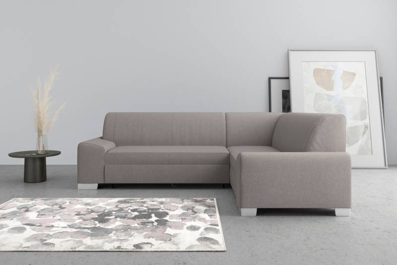 DOMO collection Ecksofa »Anzio in kubischer Formensprache, flache Armlehnen, L-Form«, Wahlweise mit Bettfunktion und Federkern für hohen Sitzkomfort von DOMO collection