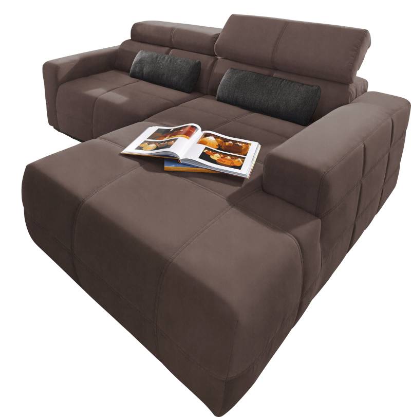 DOMO collection Ecksofa »Brandon Sitzbelastung 140 kg, kleine Ausführung B/T/H: 214/100/80 cm«, Mit Kopfteilverstellung, auch in Leder und Cord, L-Form von DOMO collection