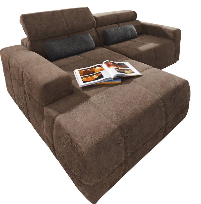 DOMO collection Ecksofa »Brandon Sitzbelastung 140 kg, kleine Ausführung B/T/H: 214/100/80 cm«, Mit Kopfteilverstellung, auch in Leder und Cord, L-Form von DOMO collection