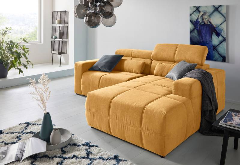 DOMO collection Ecksofa »Brandon kleine Ausführung B/T/H: 214/100/80 cm«, Mit Kopfteilverstellung, auch in Leder und Cord, L-Form von DOMO collection