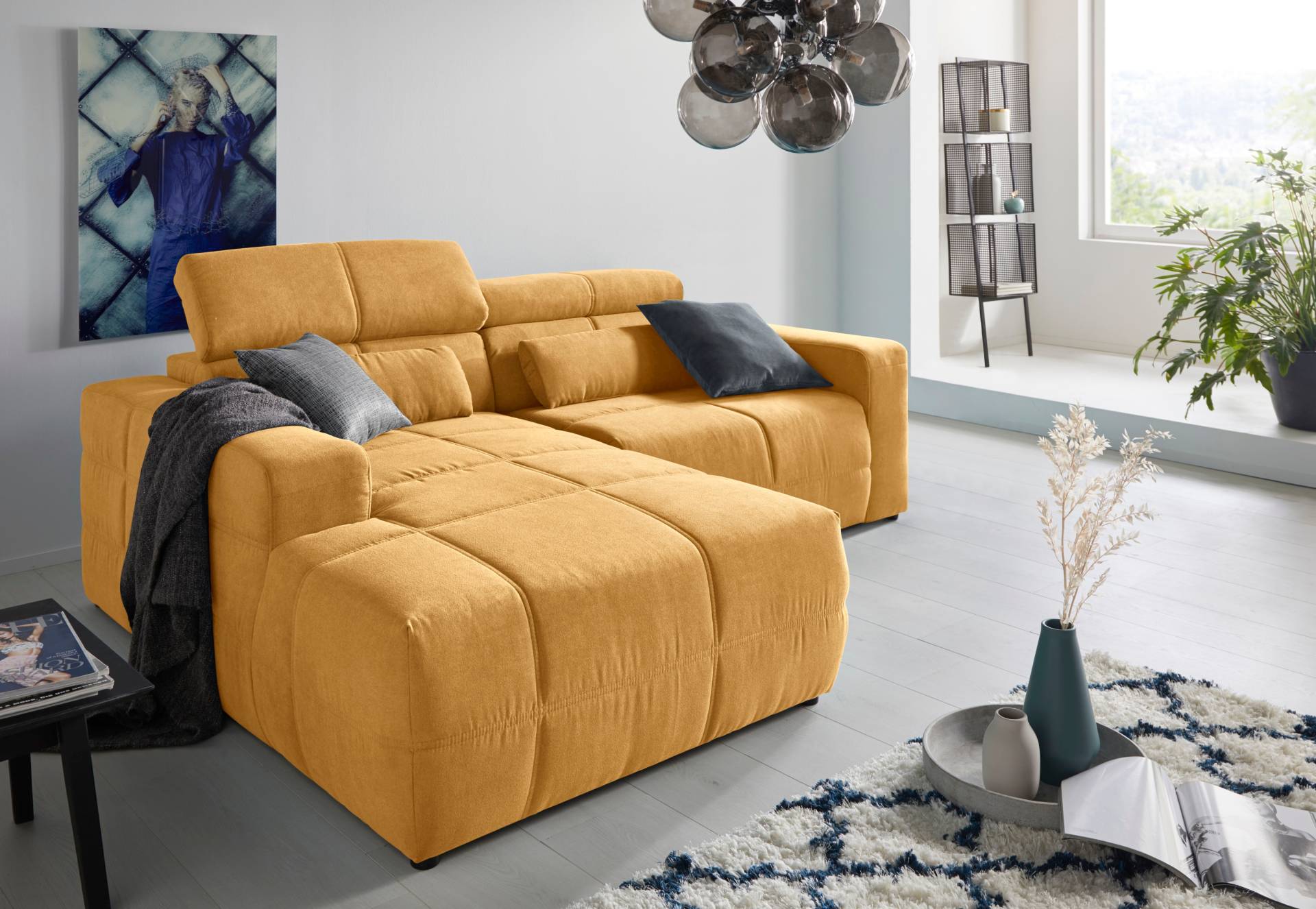 DOMO collection Ecksofa »Brandon Sitzbelastung 140 kg, kleine Ausführung B/T/H: 214/100/80 cm«, Mit Kopfteilverstellung, auch in Leder und Cord, L-Form DOMO collection Ecksofa »Brandon Sitzbelastung 140 kg, kleine Ausführung B/T/H: 214/100/80 cm«, Mit Kopfteilverstellung, auch in Leder und Cord, L-Form von DOMO collection