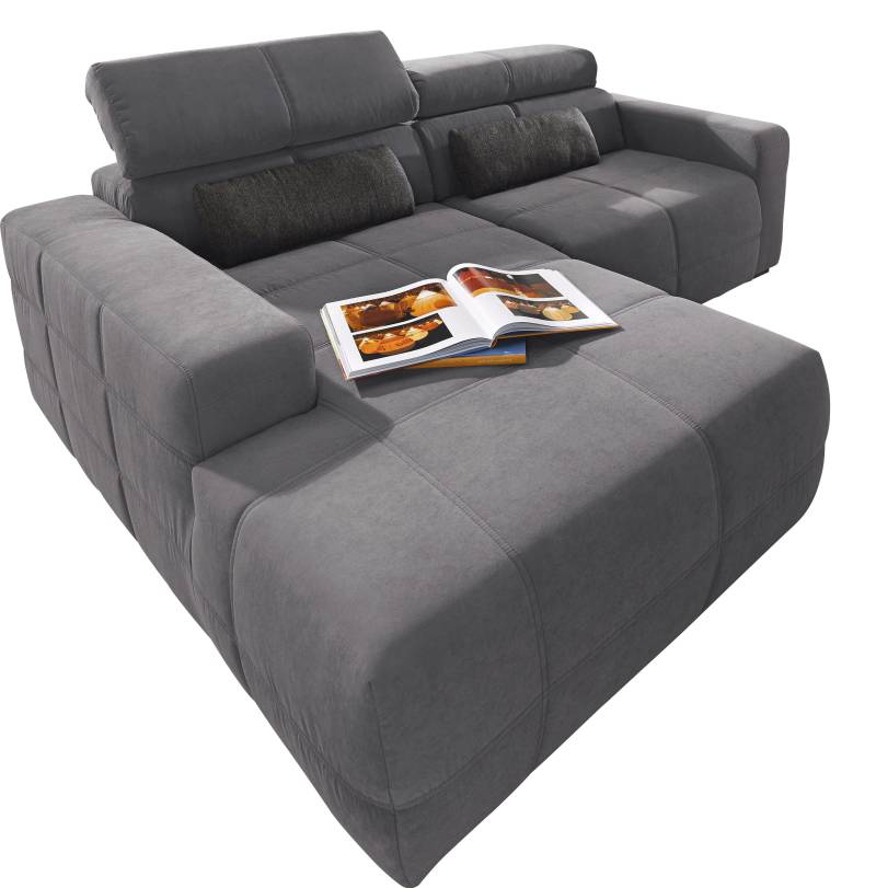 DOMO collection Ecksofa »Brandon Sitzbelastung 140 kg, kleine Ausführung B/T/H: 214/100/80 cm«, Mit Kopfteilverstellung, auch in Leder und Cord, L-Form von DOMO collection