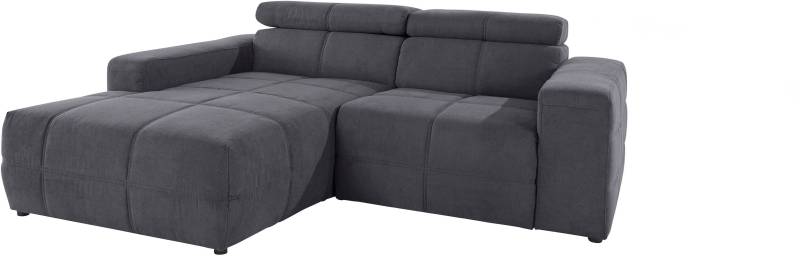 DOMO collection Ecksofa »Brandon Sitzbelastung 140 kg, kleine Ausführung B/T/H: 214/100/80 cm«, Mit Kopfteilverstellung, auch in Leder und Cord, L-Form von DOMO collection