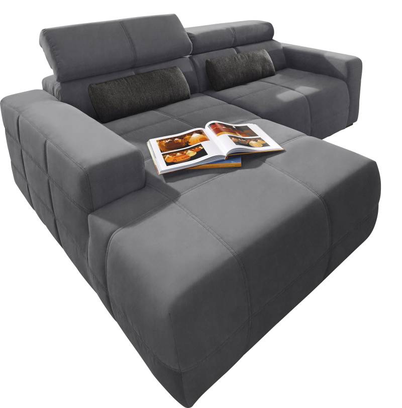 DOMO collection Ecksofa »Brandon Sitzbelastung 140 kg, kleine Ausführung B/T/H: 214/100/80 cm«, Mit Kopfteilverstellung, auch in Leder und Cord, L-Form von DOMO collection