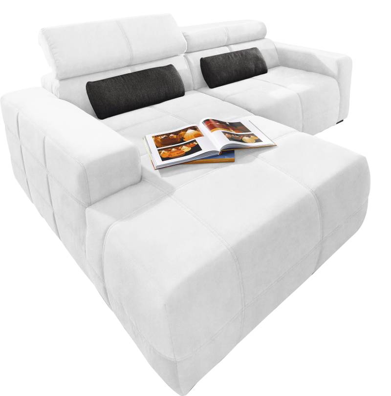 DOMO collection Ecksofa »Brandon Sitzbelastung 140 kg, kleine Ausführung B/T/H: 214/100/80 cm«, Mit Kopfteilverstellung, auch in Leder und Cord, L-Form von DOMO collection