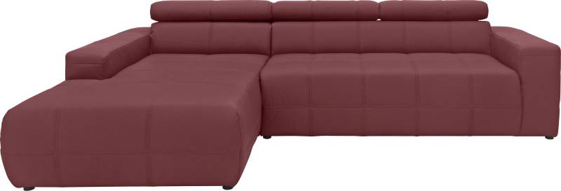 DOMO collection Ecksofa »Brandon Sitzbelastung 140 kg, grosse Ausführung, B/T/H: 289/177/80 cm«, mit Kopfteilverstellung, wahlweise Sitztiefenverstellung, L-Form von DOMO collection