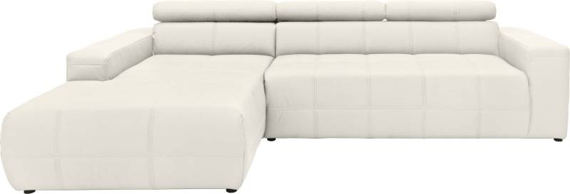 DOMO collection Ecksofa »Brandon Sitzbelastung 140 kg, grosse Ausführung, B/T/H: 289/177/80 cm«, mit Kopfteilverstellung, wahlweise Sitztiefenverstellung, L-Form von DOMO collection