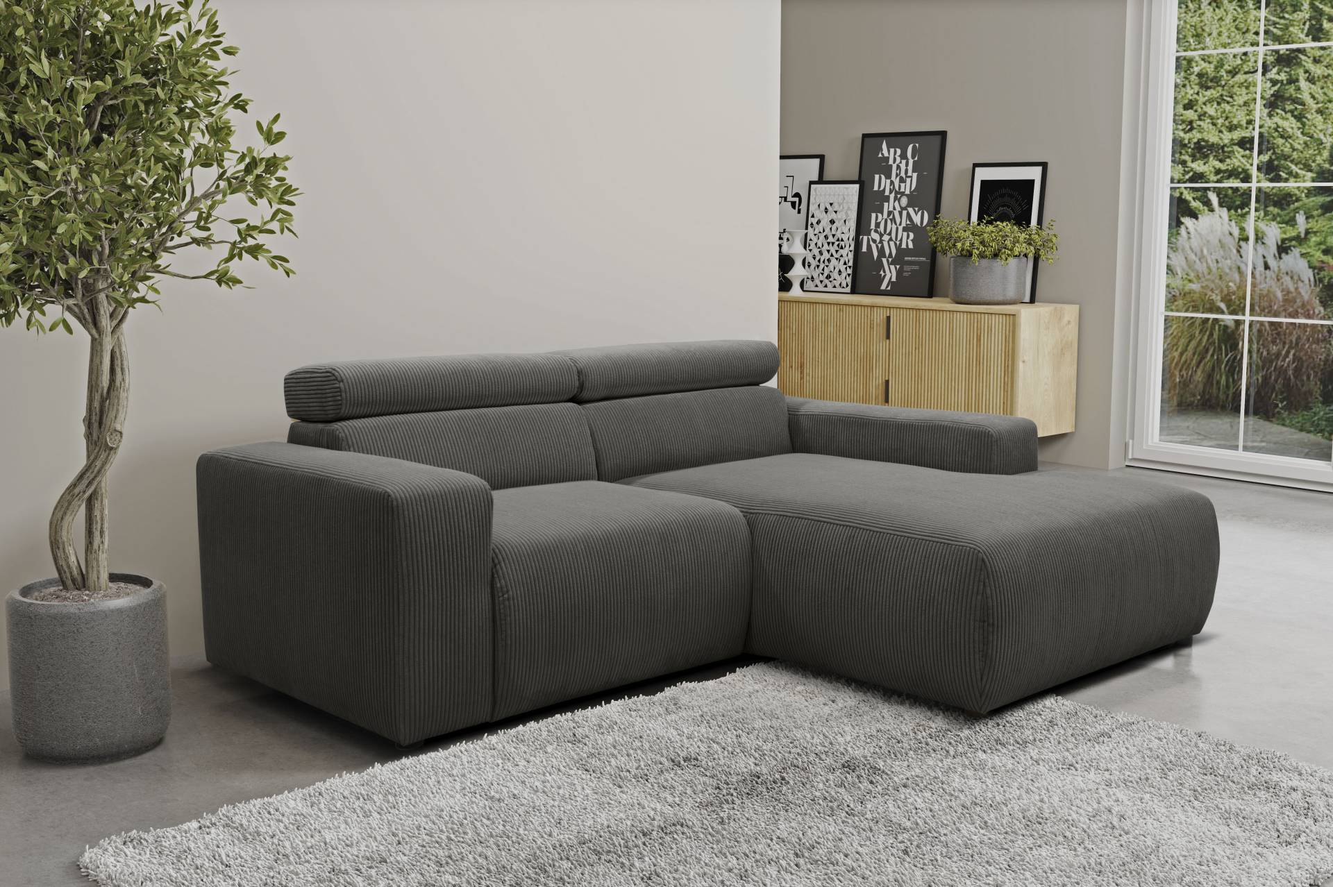 DOMO collection Ecksofa »Brandon kleine Ausführung B/T/H: 214/100/80 cm«, Mit Kopfteilverstellung, auch in Leder und Cord, L-Form von DOMO collection