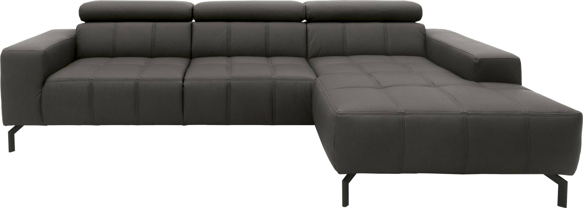 DOMO collection Ecksofa »Cunelli tolle Sitznähte als Designelement, fester Sitzkomfort, L-Form«, wahlweise mit 6-fach verstellbarer Kopfteilverstellung, bodenfrei von DOMO collection