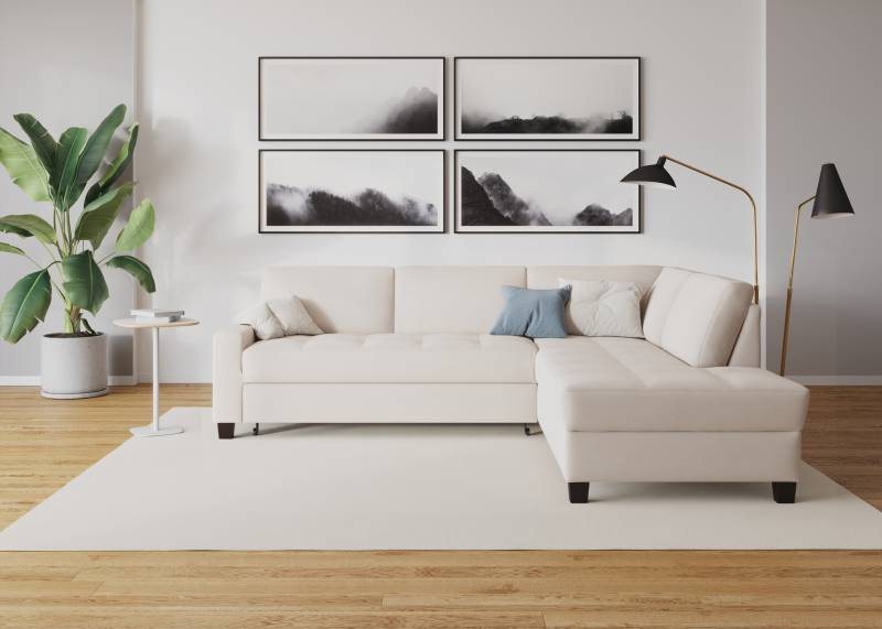 DOMO collection Ecksofa »Florentina zeitlos und elegant, Sitznähte als Designelement, L-Form«, wahlweise mit Bettfunktion, mit Kontrastnaht, Komfortsitzhöhe 47cm von DOMO collection
