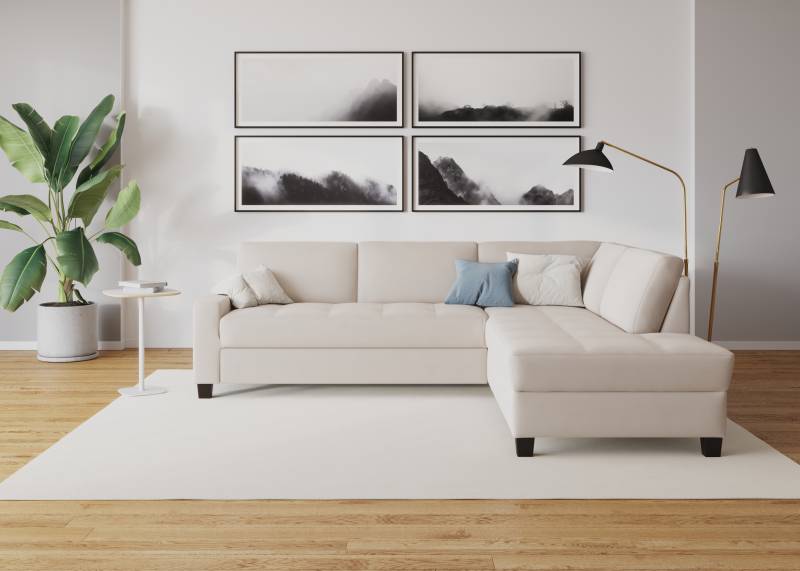 DOMO collection Ecksofa »Florentina zeitlos und elegant, Sitznähte als Designelement, L-Form«, wahlweise mit Bettfunktion, mit Kontrastnaht, Komfortsitzhöhe 47cm von DOMO collection