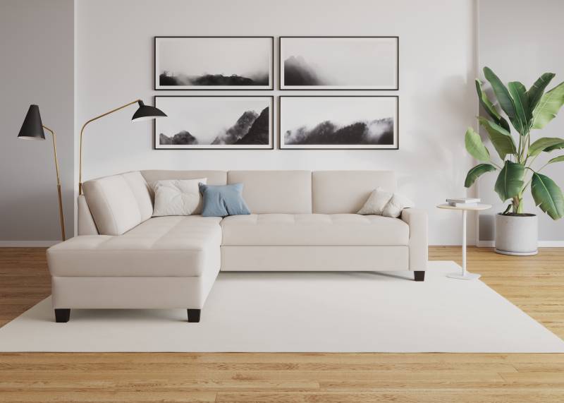 DOMO collection Ecksofa »Florentina zeitlos und elegant, Sitznähte als Designelement, L-Form«, wahlweise mit Bettfunktion, mit Kontrastnaht, Komfortsitzhöhe 47cm von DOMO collection
