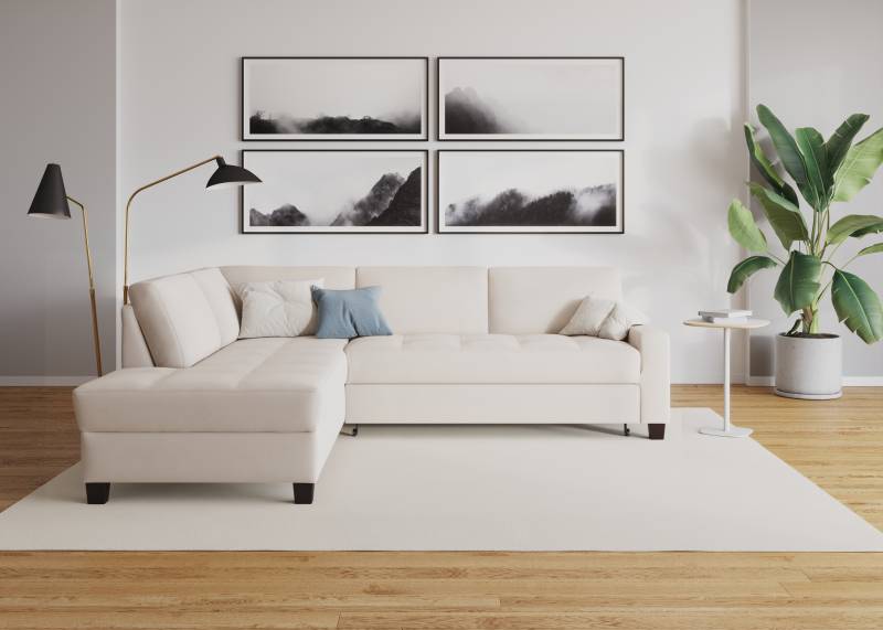 DOMO collection Ecksofa »Florentina zeitlos und elegant, Sitznähte als Designelement, L-Form«, wahlweise mit Bettfunktion, mit Kontrastnaht, Komfortsitzhöhe 47cm von DOMO collection