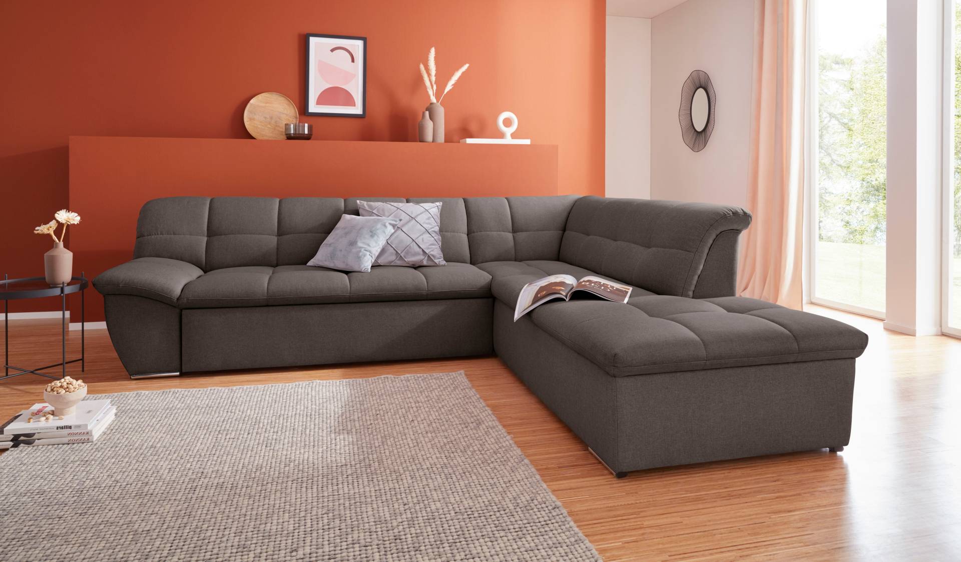 DOMO collection Ecksofa »Lagoa L-Form«, wahlweise mit Bettfunktion, frei im Raum stellbar, grosse Farbvielfalt von DOMO collection