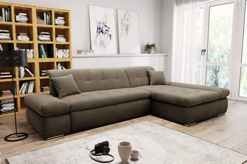 DOMO collection Ecksofa »Moric Luxus - B/T/H 300/172/80 cm, XXL-Format«, L-Form, 140kg Belastung/Sitz, in Cord, Chenille, Kunstleder von DOMO collection