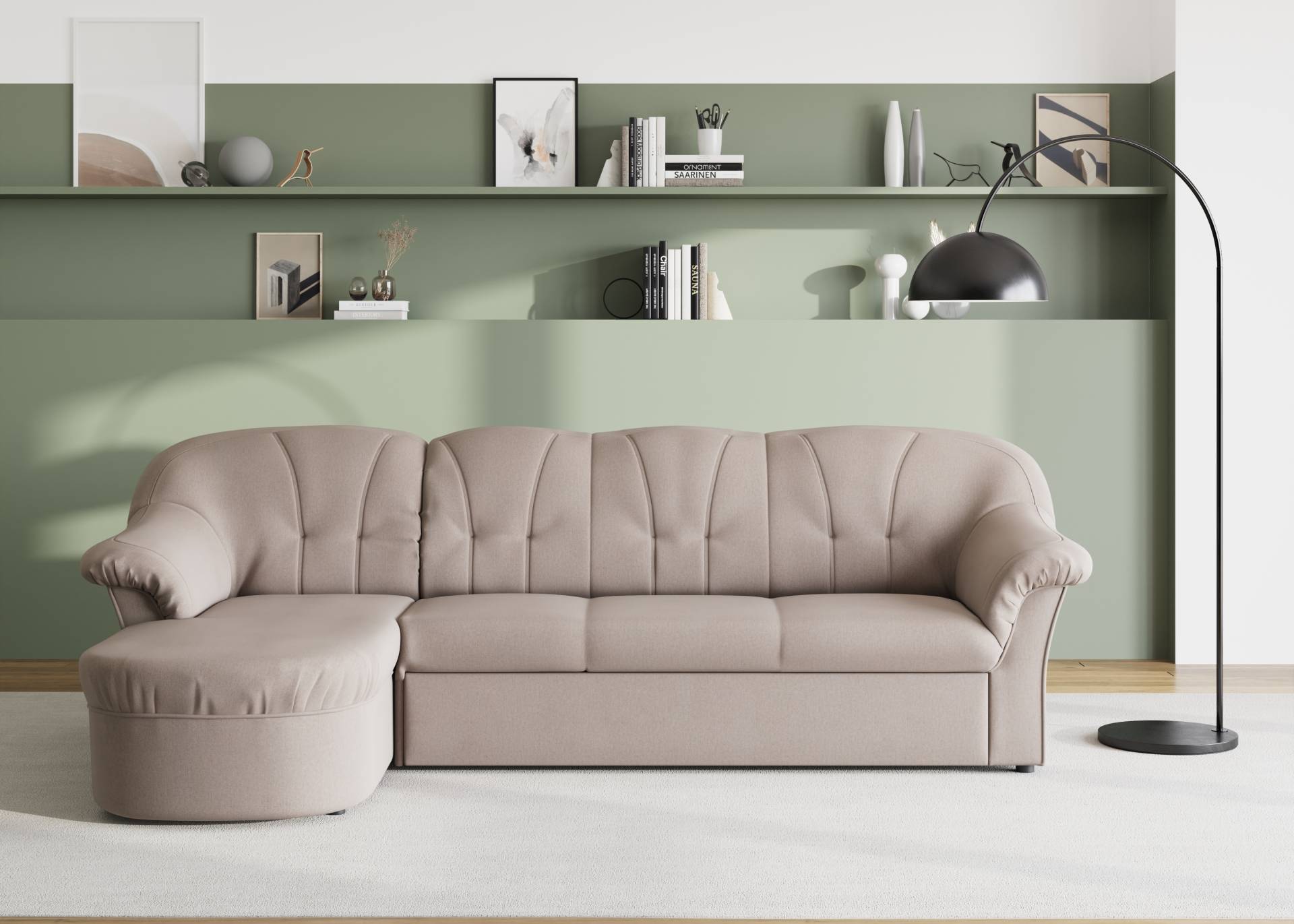 DOMO collection Ecksofa »Pegnitz, elegante Rückensteppung, kompakte Stellmasse 238/141cm, L-Form«, wahlweise mit Bettfunktion von DOMO collection