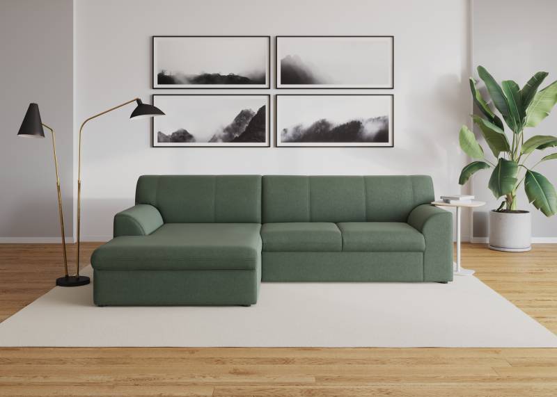 DOMO collection Ecksofa »Topper, elegant und zeitlos, kompaktes Stellmass 245/155cm, L-Form«, mit Recamiere, wahlweise mit Schlaffunktion von DOMO collection
