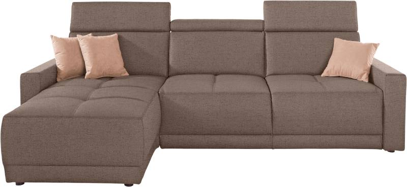 DOMO collection Ecksofa »Ava mit moderner Sitzheftung & toller Doppelnaht, komfortabel, L-Form«, mit Recamiere, inkl. Federkern, wahlweise mit Kopfteilverstellungen von DOMO collection
